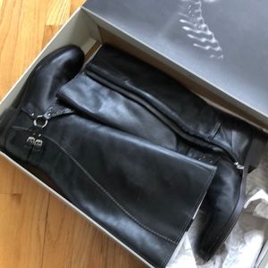 Geox Alanis Knee High Leather Boots in Black